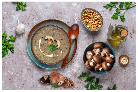 Trio Mushroom Medley Soup - Purely Vegan, Non-Dairy, No MSG, Free from Artificial Preservatives, by Superfoods Gourmet.